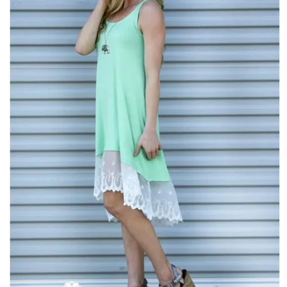 mint green tank dress Girls Floral Crochet Tank Dress